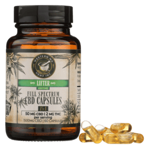 Lifter Capsules are made with strain specific CBD oil that captures the uplifting and calming effects of our Lifter hemp. Great for all-day use.